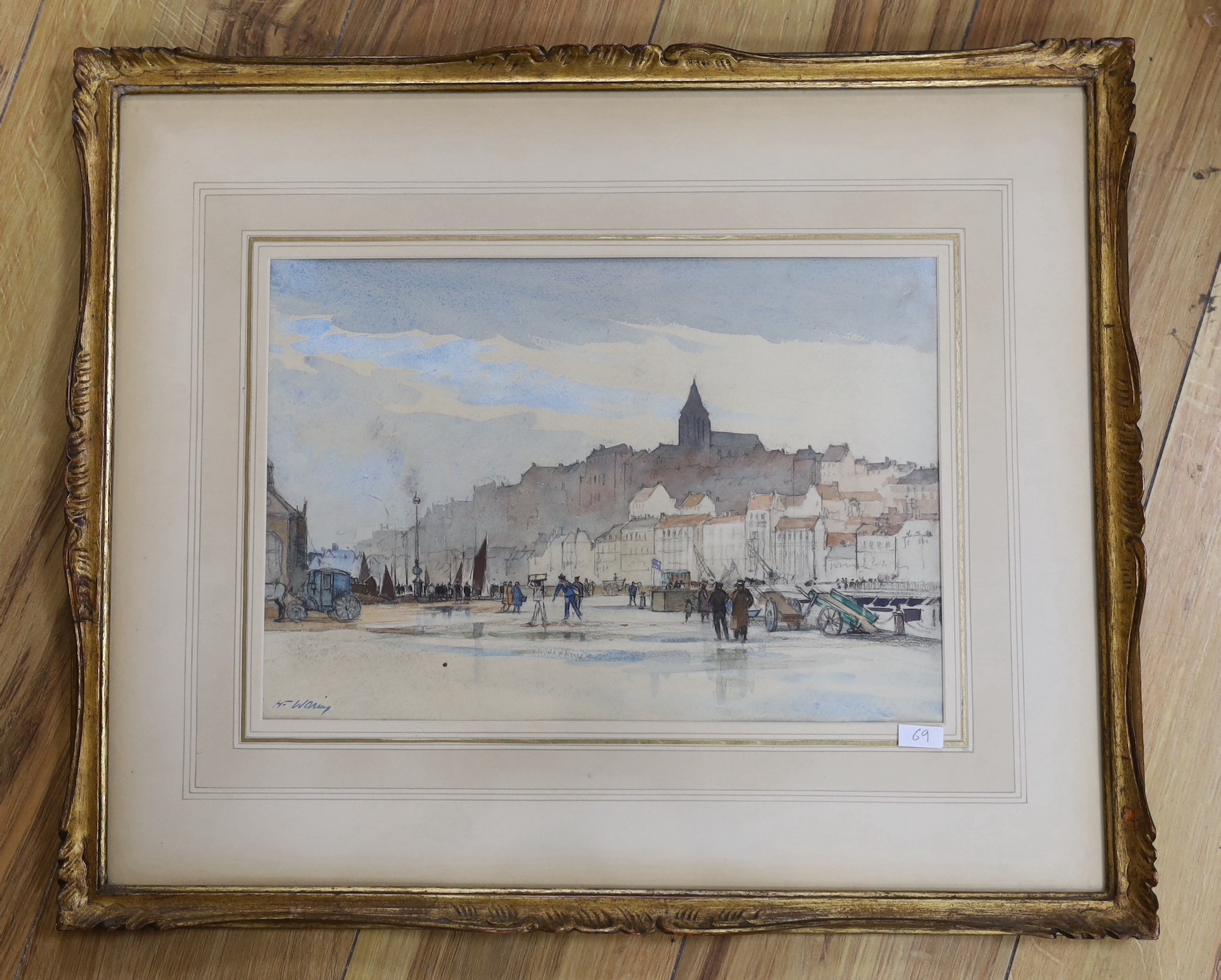 Henry Franks Waring (fl.1900-1928), watercolour, View of Folkestone, signed, 24 x 35cm